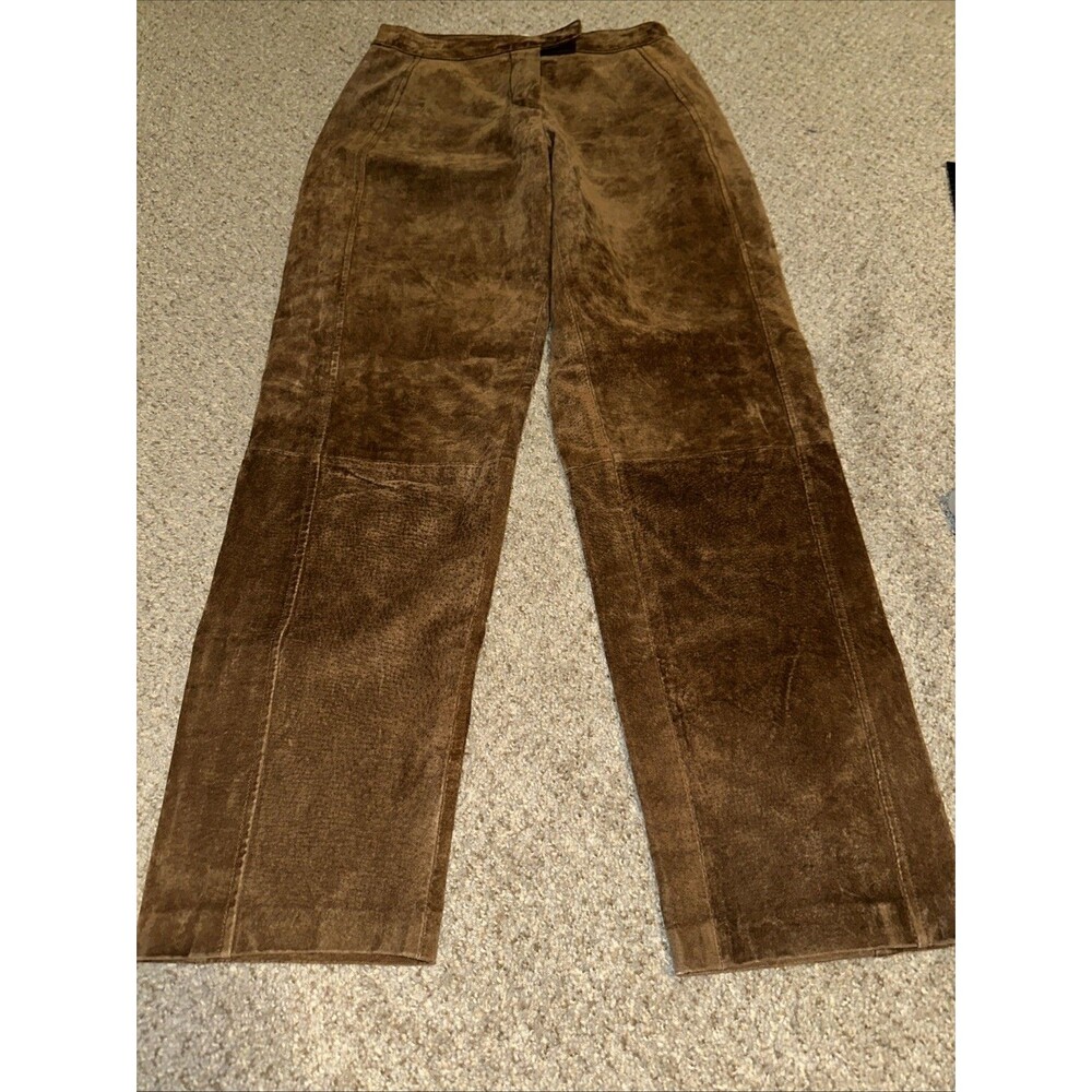 Real Comfort Pants Womens Size 6 100% Genuine Leather Tan Brown Biker. Boho.